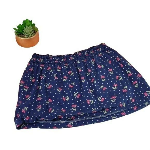 Faded Glory Skort Navy Blue‎ Cherry Print size 10 - Picture 1 of 6
